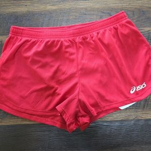 Asics Red Athletic Shorts Lightweight MoistureWicking Includes Mesh Lining Small